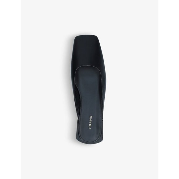 FRAME Shoes - FRAME LE TOWN SQUARE-TOE LEATHER MULES BLACK LEATHER SLIDE SHOES 39.5